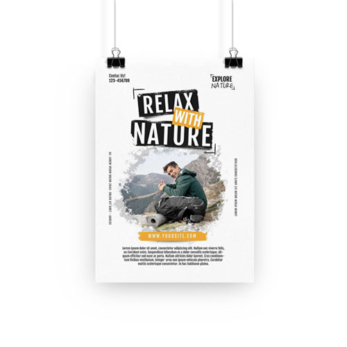 poster hung by 2 clips